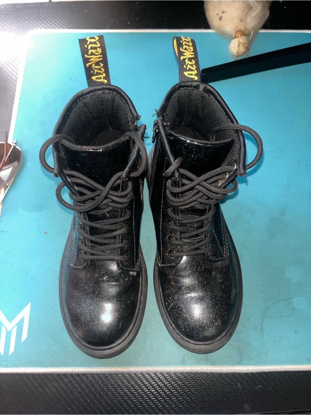 Dr. Martens Black Glitter 1460 Kids Lace-Up Boots